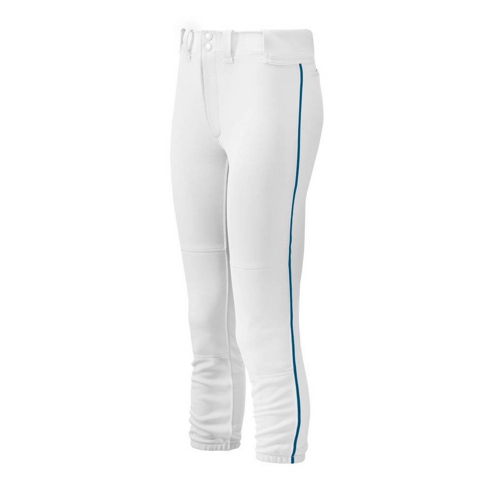 Pantalones Mizuno Belted Piped Mujer Blancas/Azul Marino Comprar XYQK-60384